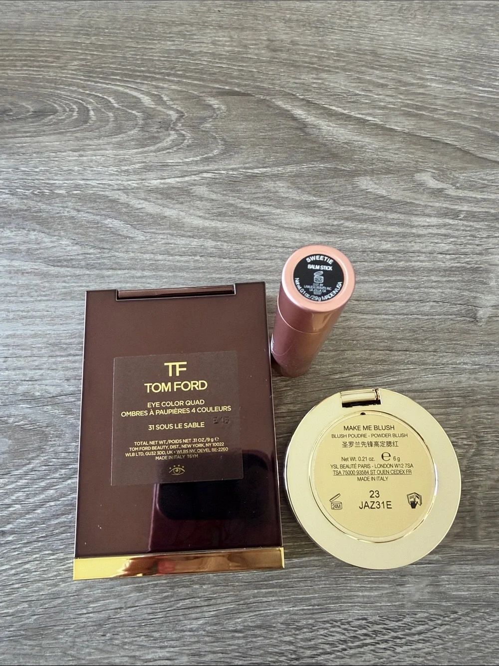Tom Ford Pink Eyeshadow 31 Sous de Sable Lawless lip Sweetie YSL blush 23